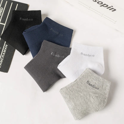 Men's Bamboo Socks - 5 Pairs Casual Black Ankle Socks Breathable Summer Business - ZOOMNSTORE