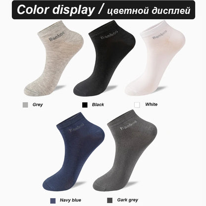 Men's Bamboo Socks - 5 Pairs Casual Black Ankle Socks Breathable Summer Business - ZOOMNSTORE