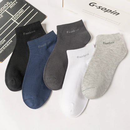 Men's Bamboo Socks - 5 Pairs Casual Black Ankle Socks Breathable Summer Business - ZOOMNSTORE