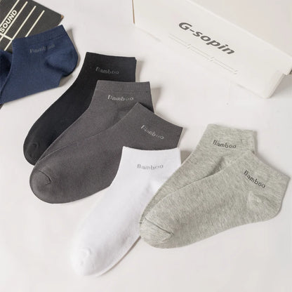 Men's Bamboo Socks - 5 Pairs Casual Black Ankle Socks Breathable Summer Business - ZOOMNSTORE