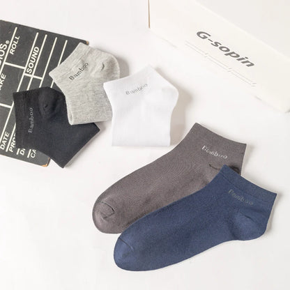 Men's Bamboo Socks - 5 Pairs Casual Black Ankle Socks Breathable Summer Business - ZOOMNSTORE