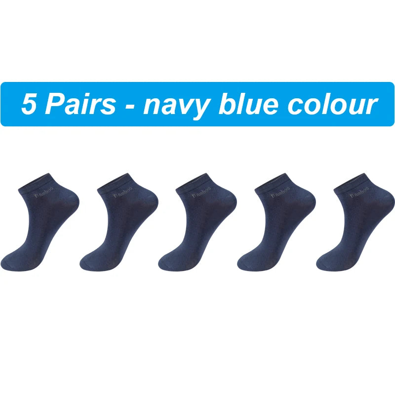 Men's Bamboo Socks - 5 Pairs Casual Black Ankle Socks Breathable Summer Business - ZOOMNSTORE