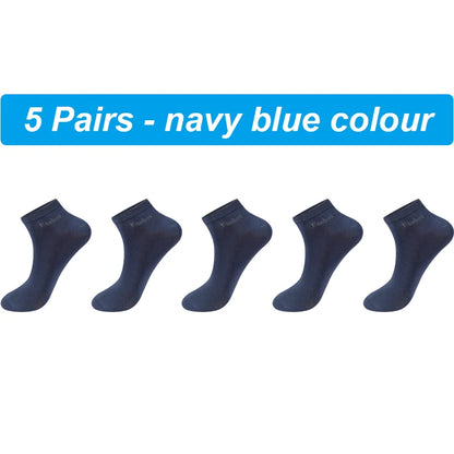 Men's Bamboo Socks - 5 Pairs Casual Black Ankle Socks Breathable Summer Business - ZOOMNSTORE
