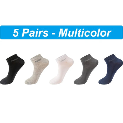Men's Bamboo Socks - 5 Pairs Casual Black Ankle Socks Breathable Summer Business - ZOOMNSTORE