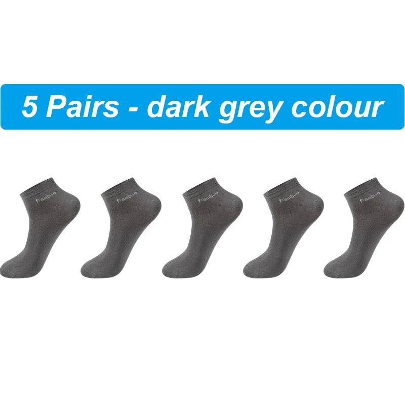 Men's Bamboo Socks - 5 Pairs Casual Black Ankle Socks Breathable Summer Business - ZOOMNSTORE