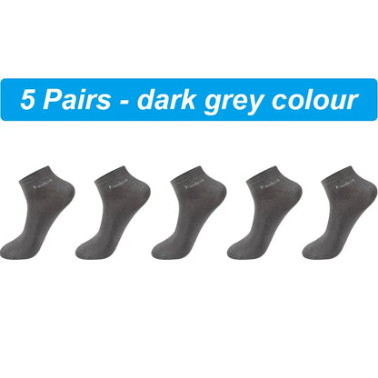 Men's Bamboo Socks - 5 Pairs Casual Black Ankle Socks Breathable Summer Business - ZOOMNSTORE