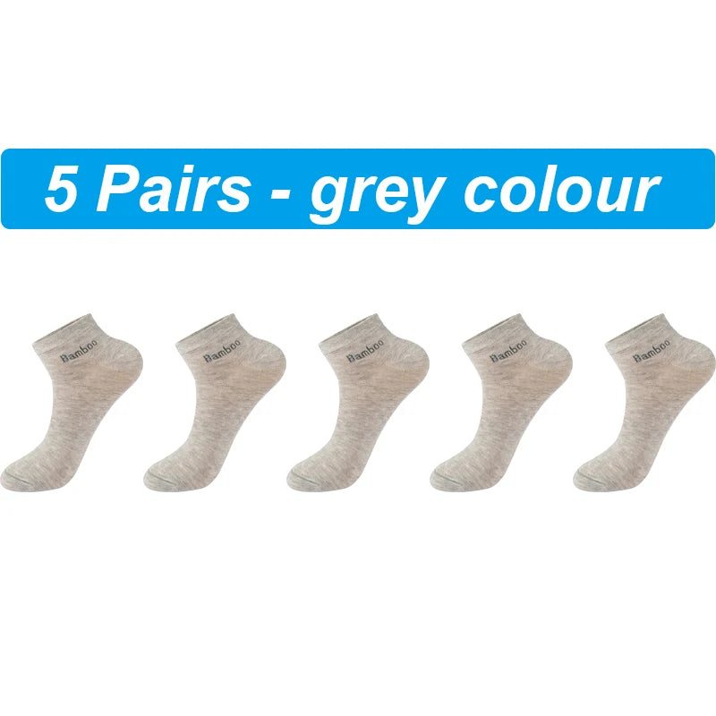 Men's Bamboo Socks - 5 Pairs Casual Black Ankle Socks Breathable Summer Business - ZOOMNSTORE