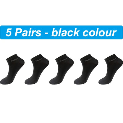 Men's Bamboo Socks - 5 Pairs Casual Black Ankle Socks Breathable Summer Business - ZOOMNSTORE