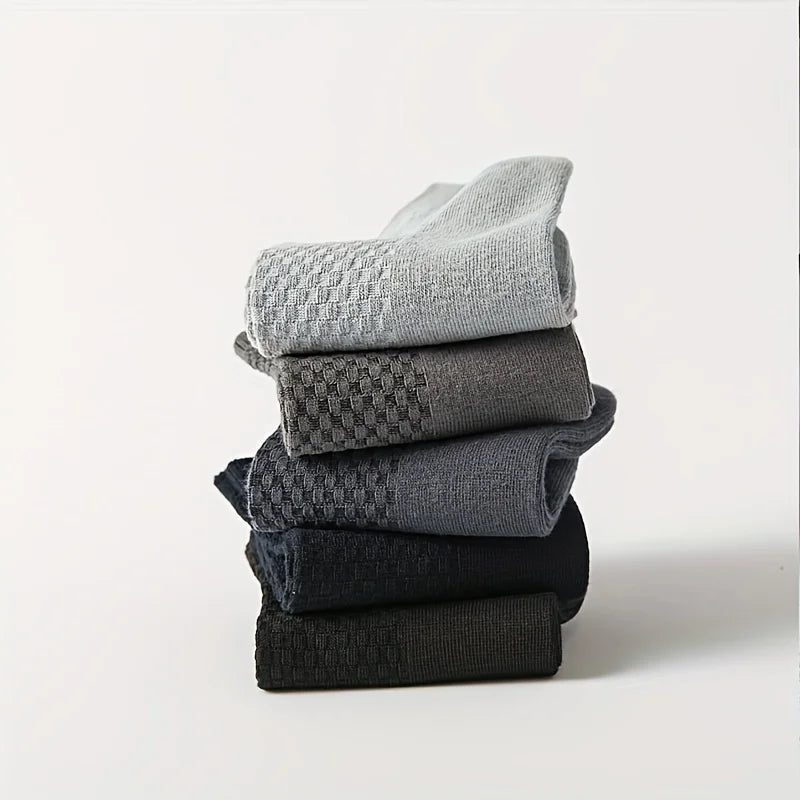 Mens Bamboo Fiber Socks - 5 Pairs Odor Resistant Dark Floral Pattern Medium Tube - ZOOMNSTORE