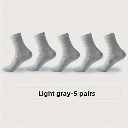 Mens Bamboo Fiber Socks - 5 Pairs Odor Resistant Dark Floral Pattern Medium Tube - ZOOMNSTORE