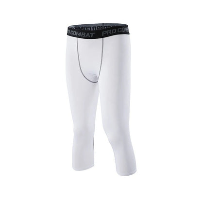 Mens Basketball Compression Leggings - 34 Quick-Dry Capri Pants for Running and Training - ZOOMNSTORE