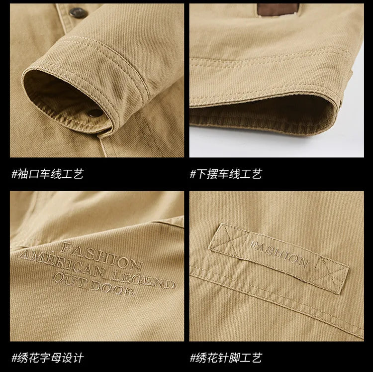 Mens Cotton Windbreaker Bomber Jacket - Casual Military Tactical Coat - ZOOMNSTORE