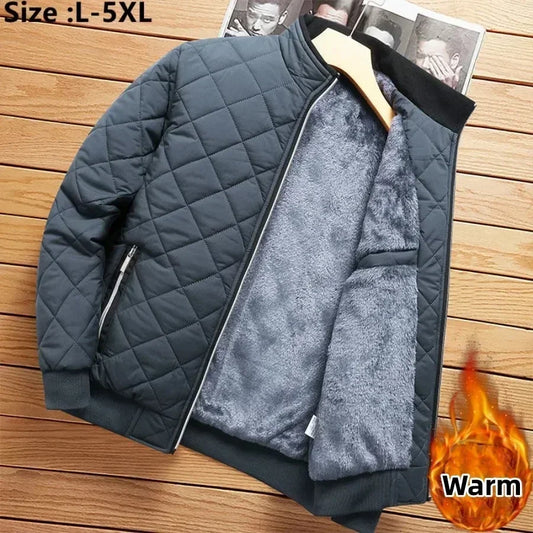 Men's Bomber Jacket Thick Casual Zipper Closure Warm Winter Coat Slim Fit Parka - ZOOMNSTORE