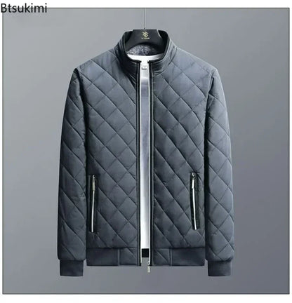 Men's Bomber Jacket Thick Casual Zipper Closure Warm Winter Coat Slim Fit Parka - ZOOMNSTORE