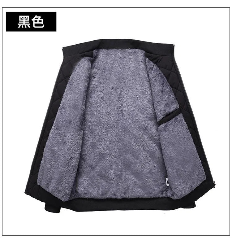Men's Bomber Jacket Thick Casual Zipper Closure Warm Winter Coat Slim Fit Parka - ZOOMNSTORE