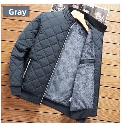 Men's Bomber Jacket Thick Casual Zipper Closure Warm Winter Coat Slim Fit Parka - ZOOMNSTORE