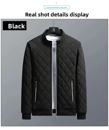 Men's Bomber Jacket Thick Casual Zipper Closure Warm Winter Coat Slim Fit Parka - ZOOMNSTORE