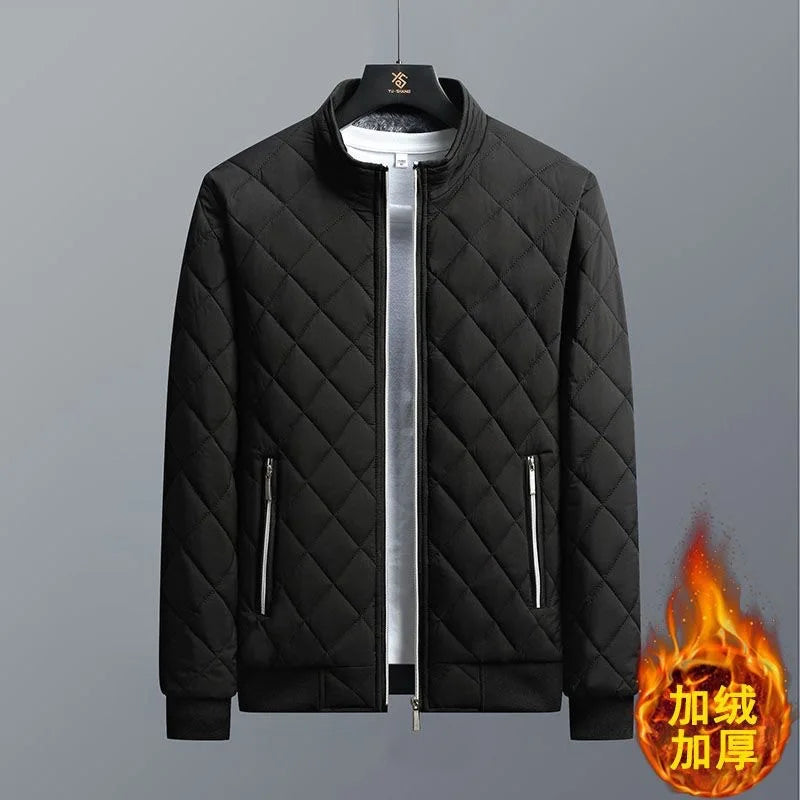 Men's Bomber Jacket Thick Casual Zipper Closure Warm Winter Coat Slim Fit Parka - ZOOMNSTORE