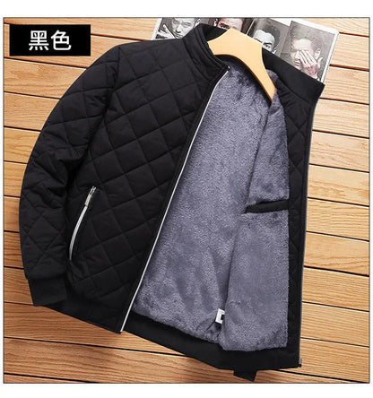 Men's Bomber Jacket Thick Casual Zipper Closure Warm Winter Coat Slim Fit Parka - ZOOMNSTORE