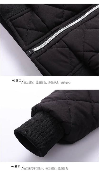 Men's Bomber Jacket Thick Casual Zipper Closure Warm Winter Coat Slim Fit Parka - ZOOMNSTORE
