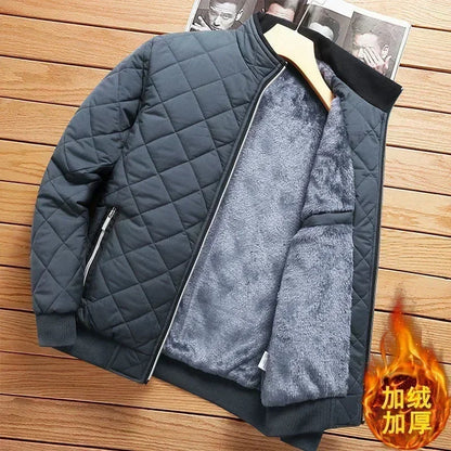 Men's Bomber Jacket Thick Casual Zipper Closure Warm Winter Coat Slim Fit Parka - ZOOMNSTORE