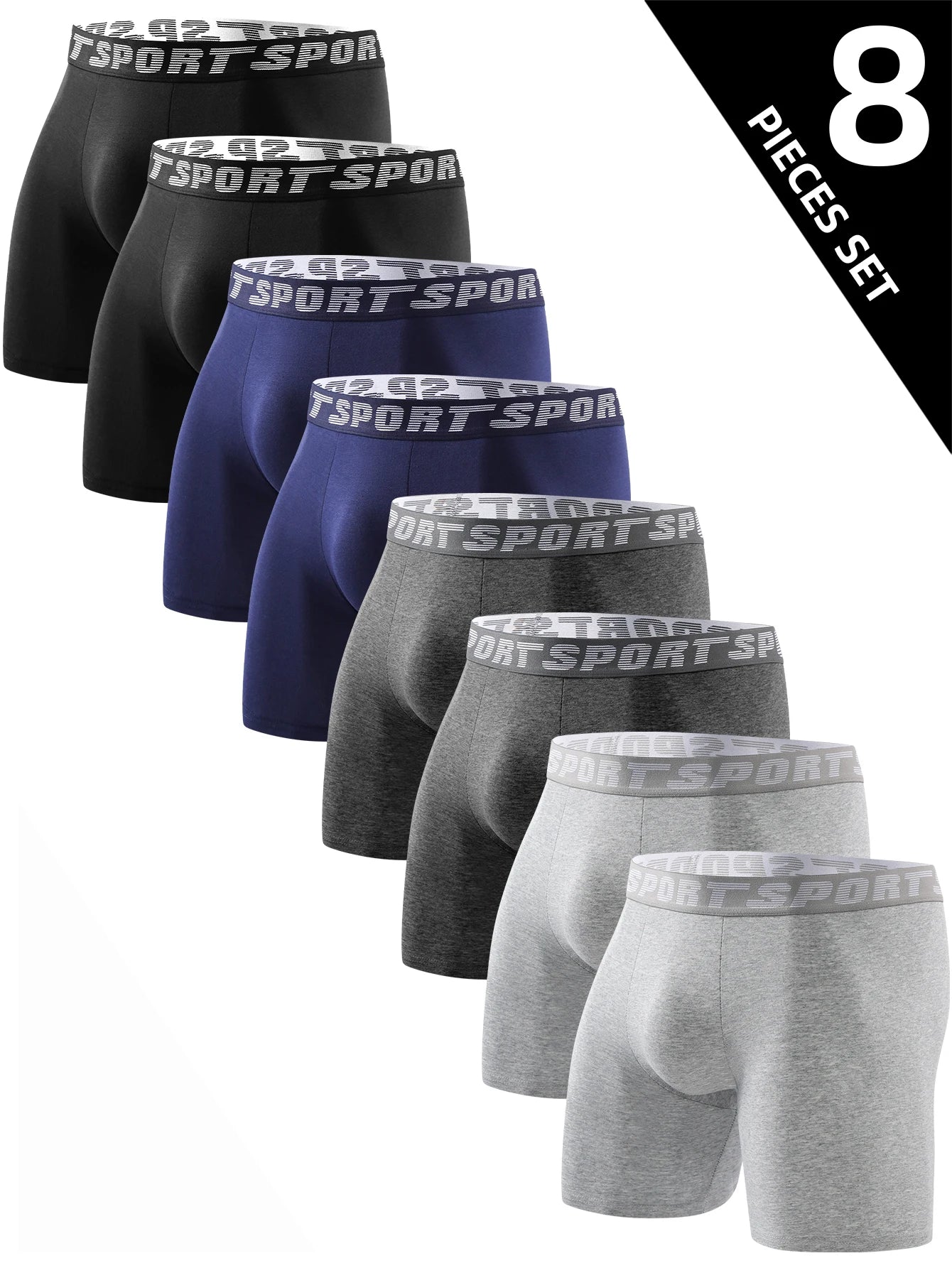 Men's Boxer Briefs - Comfortable Skin Friendly Long Polyester Knit Boxers - ZOOMNSTORE