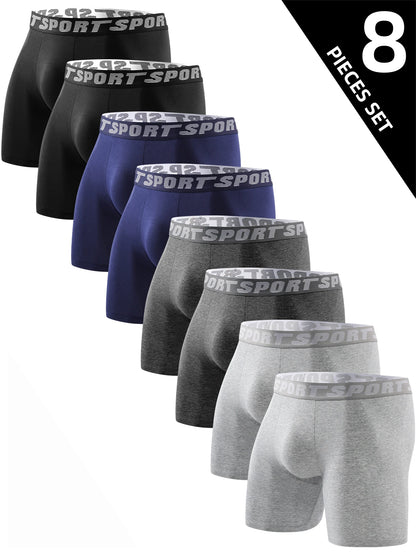 Men's Boxer Briefs - Comfortable Skin Friendly Long Polyester Knit Boxers - ZOOMNSTORE