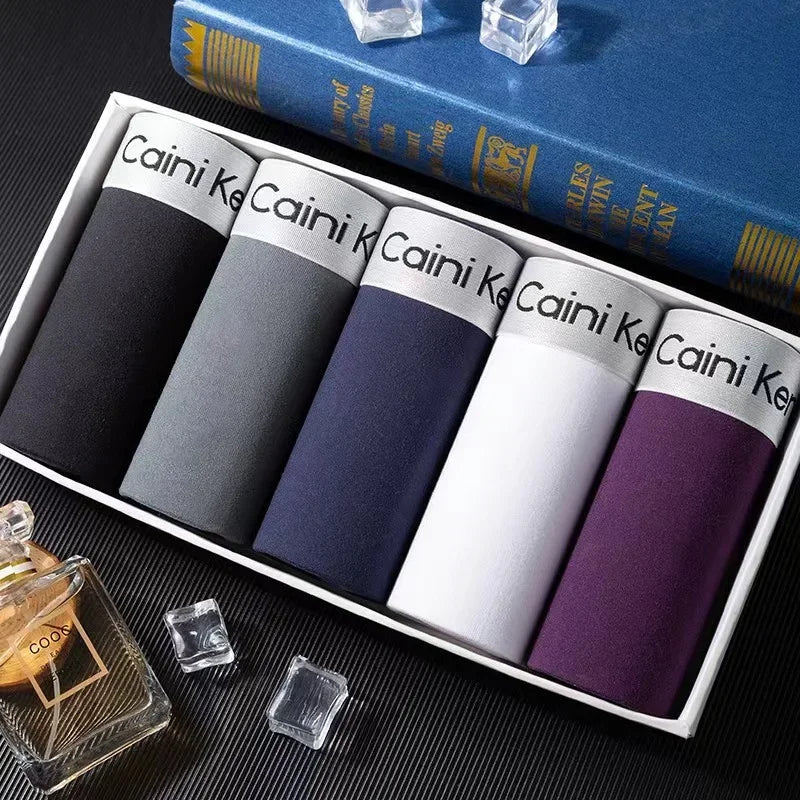 Mens Boxer Shorts - 5 Pack Breathable Soft Underwear Classic Black - ZOOMNSTORE