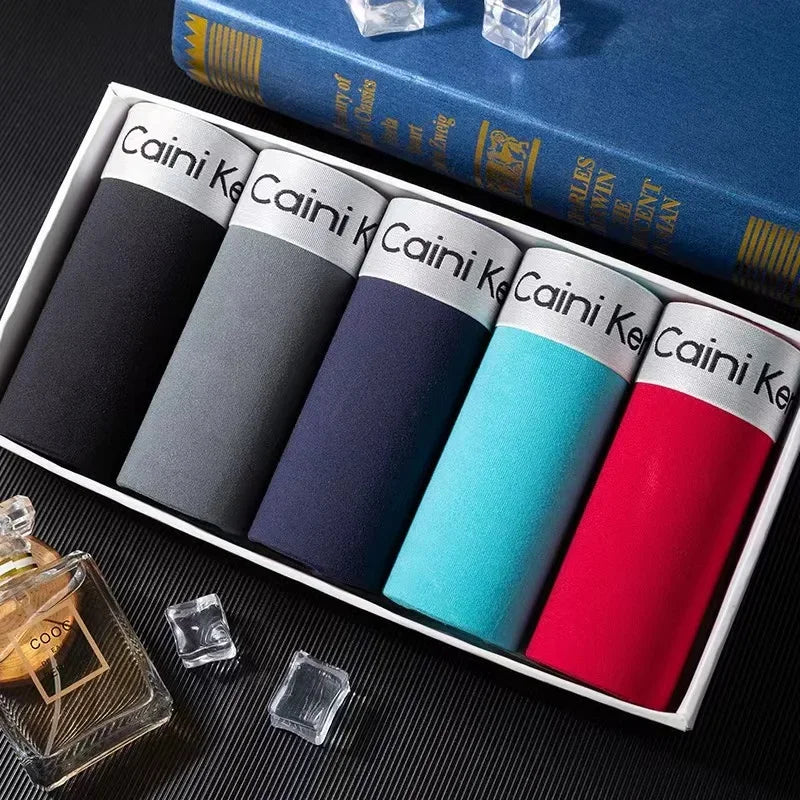 Mens Boxer Shorts - 5 Pack Breathable Soft Underwear Classic Black - ZOOMNSTORE