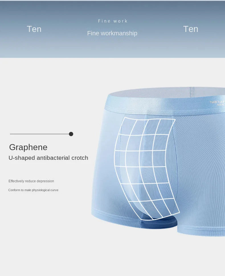 Mens Ice Silk Boxer Shorts - Breathable Cool Underwear Sexy Thin Lingerie Sizes L-6XL 4pcs Set - ZOOMNSTORE