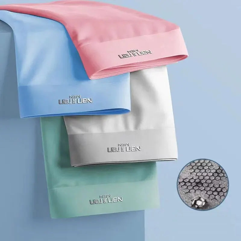 Mens Ice Silk Boxer Shorts - Breathable Cool Underwear Sexy Thin Lingerie Sizes L-6XL 4pcs Set - ZOOMNSTORE