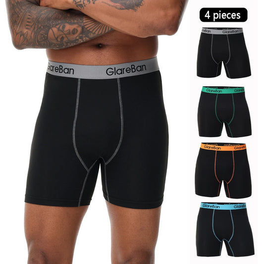 Men's Boxer Shorts Mid-Long Set - Soft Polyester Underwear with Elastic Waist - ZOOMNSTORE