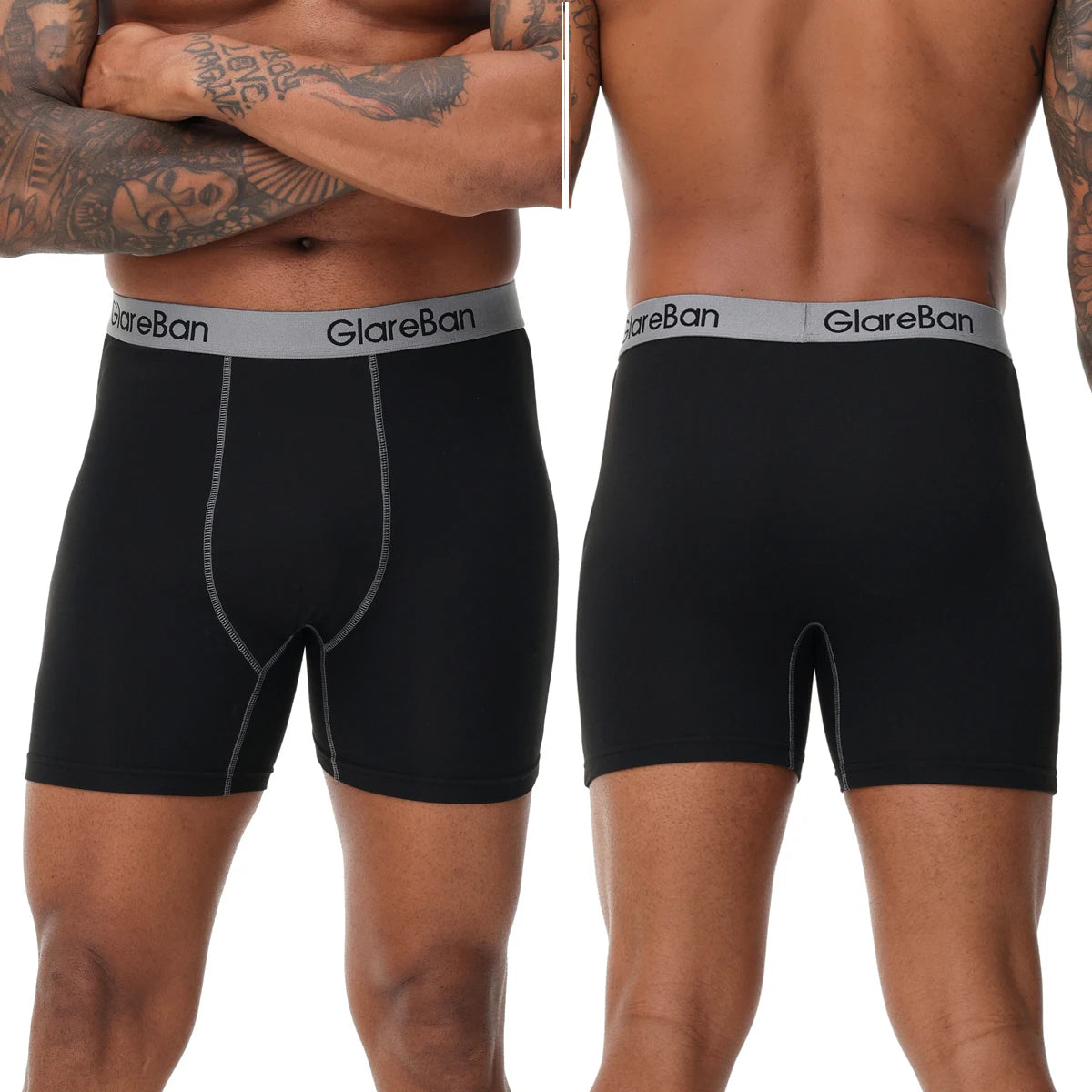 Men's Boxer Shorts Mid-Long Set - Soft Polyester Underwear with Elastic Waist - ZOOMNSTORE
