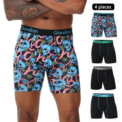 Men's Boxer Shorts Mid-Long Set - Soft Polyester Underwear with Elastic Waist - ZOOMNSTORE