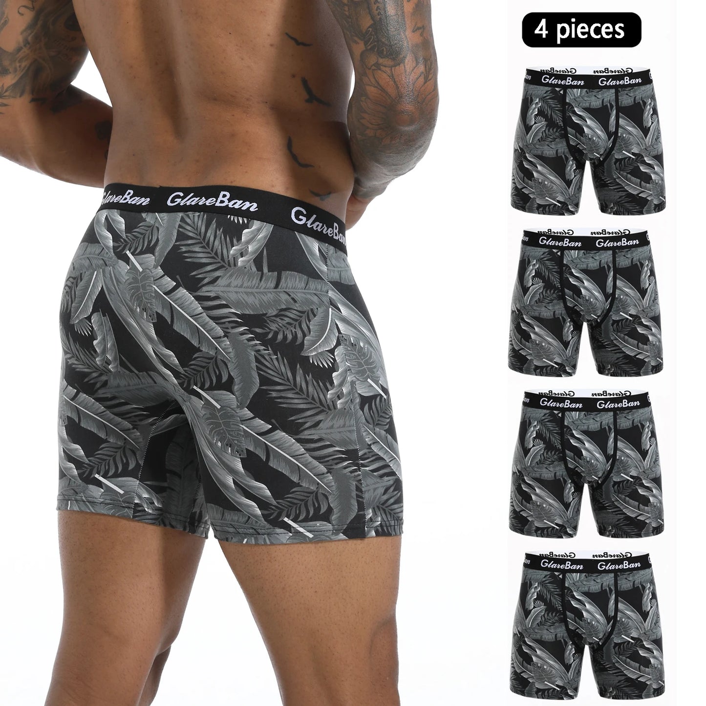 Men's Boxer Shorts Mid-Long Set - Soft Polyester Underwear with Elastic Waist - ZOOMNSTORE