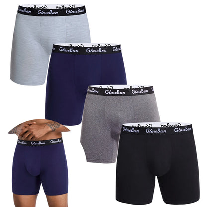 Men's Boxer Shorts Mid-Long Set - Soft Polyester Underwear with Elastic Waist - ZOOMNSTORE