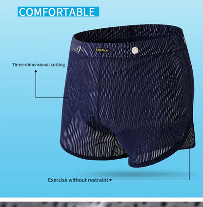Men's Breathable Boxer Shorts - Mesh Athletic Underwear, Quick Dry Nylon Spandex - ZOOMNSTORE
