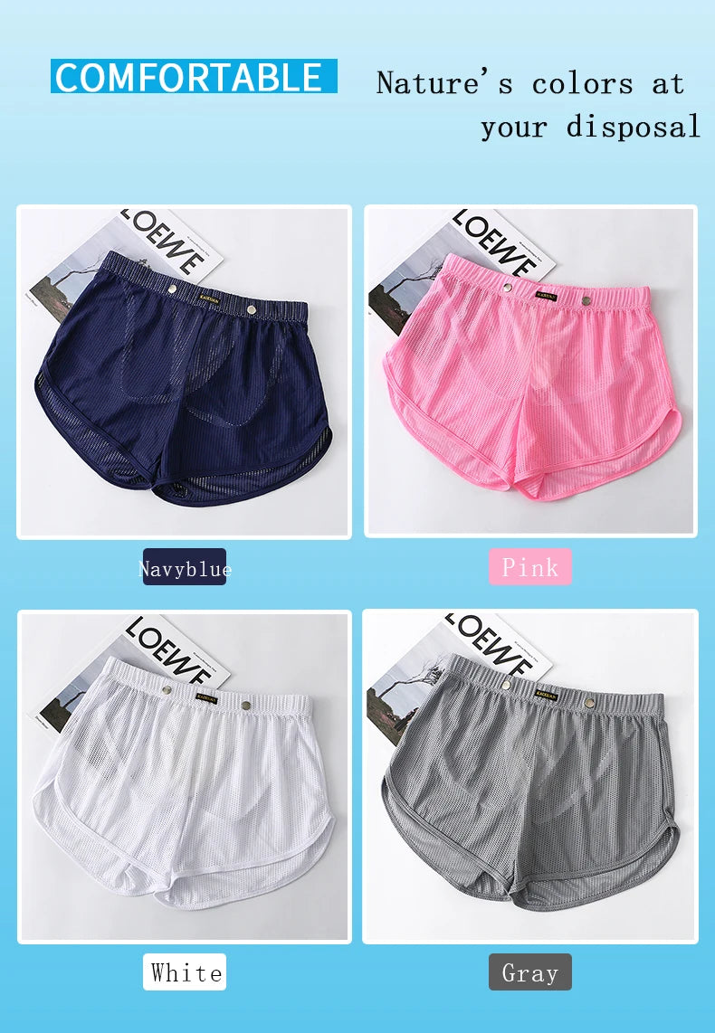 Men's Breathable Boxer Shorts - Mesh Athletic Underwear, Quick Dry Nylon Spandex - ZOOMNSTORE