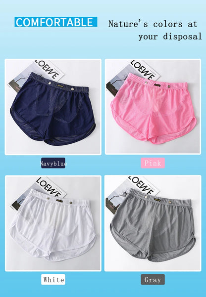 Men's Breathable Boxer Shorts - Mesh Athletic Underwear, Quick Dry Nylon Spandex - ZOOMNSTORE