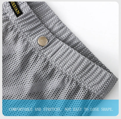 Men's Breathable Boxer Shorts - Mesh Athletic Underwear, Quick Dry Nylon Spandex - ZOOMNSTORE