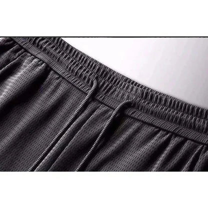 Men's Hollow Out Ice Silk Pants Mesh Breathable Casual Thin Quick Dry Pant Loose Elastic Beam Feet Pants Sports Fitness Trousers - ZOOMNSTORE
