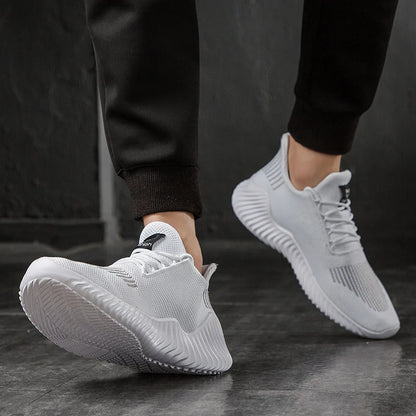 Mens Breathable White Sneakers - High Quality Casual Gym Footwear 2022 - ZOOMNSTORE