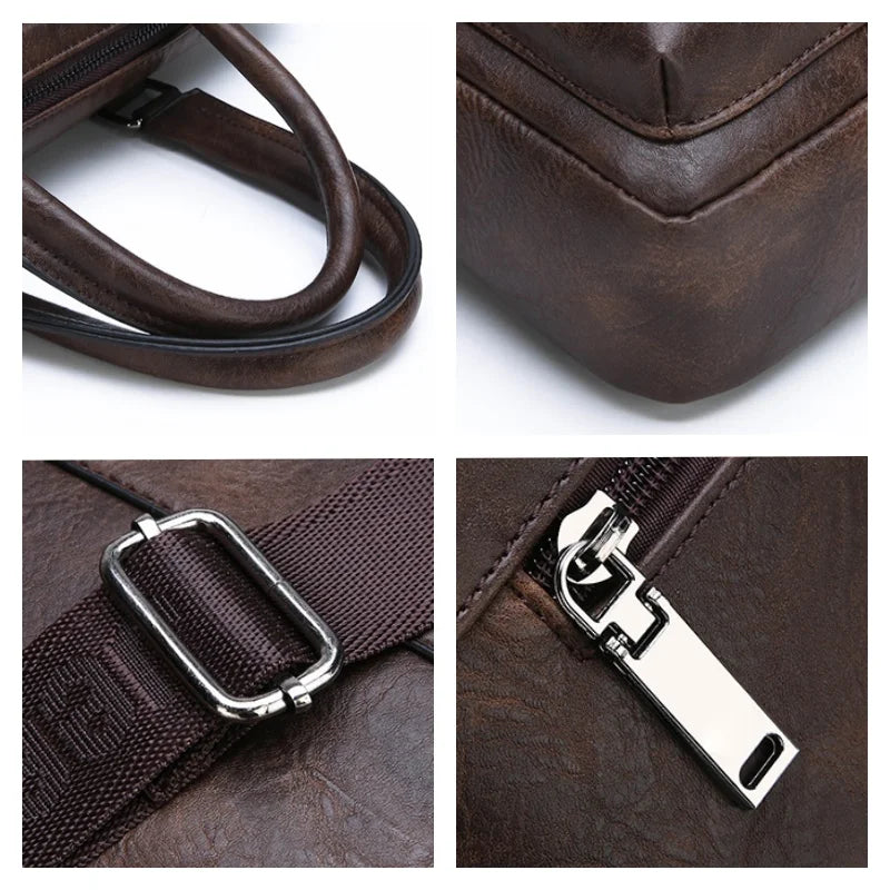 Mens Waterproof Briefcase - Large Capacity Office Shoulder Bag with Multiple Pockets - ZOOMNSTORE