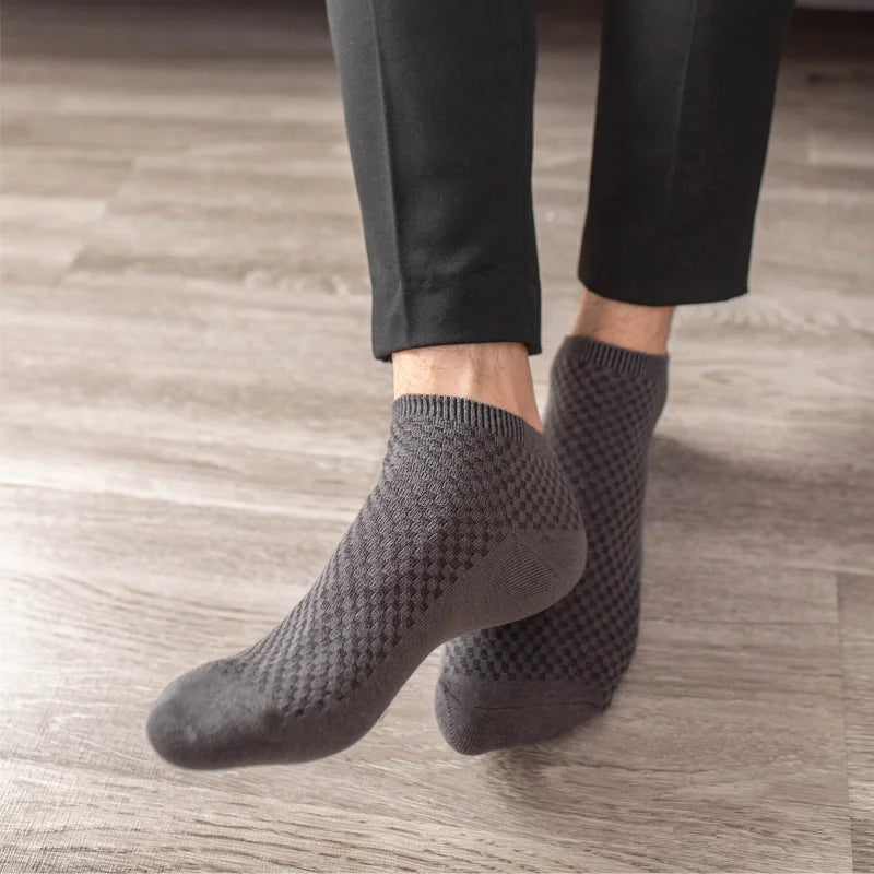 Mens Business Socks - 10 Pairs Black Deodorant Breathable Short Solid Color - ZOOMNSTORE