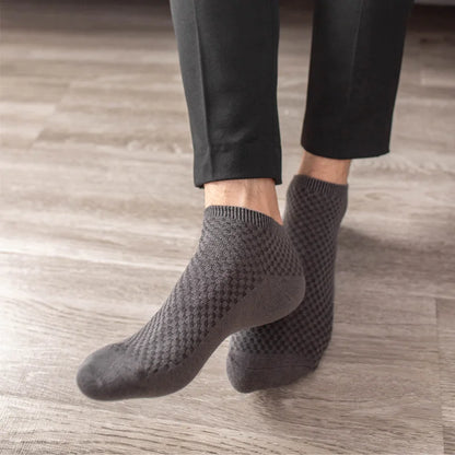 Mens Business Socks - 10 Pairs Black Deodorant Breathable Short Solid Color - ZOOMNSTORE