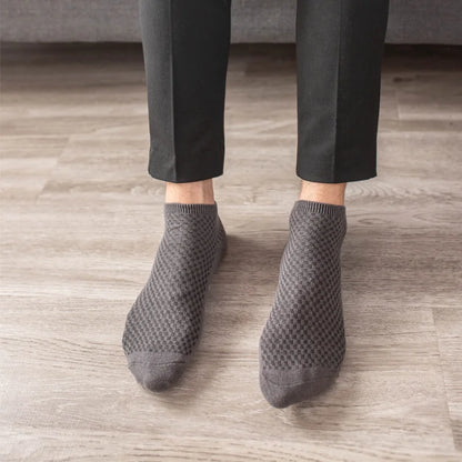 Mens Business Socks - 10 Pairs Black Deodorant Breathable Short Solid Color - ZOOMNSTORE