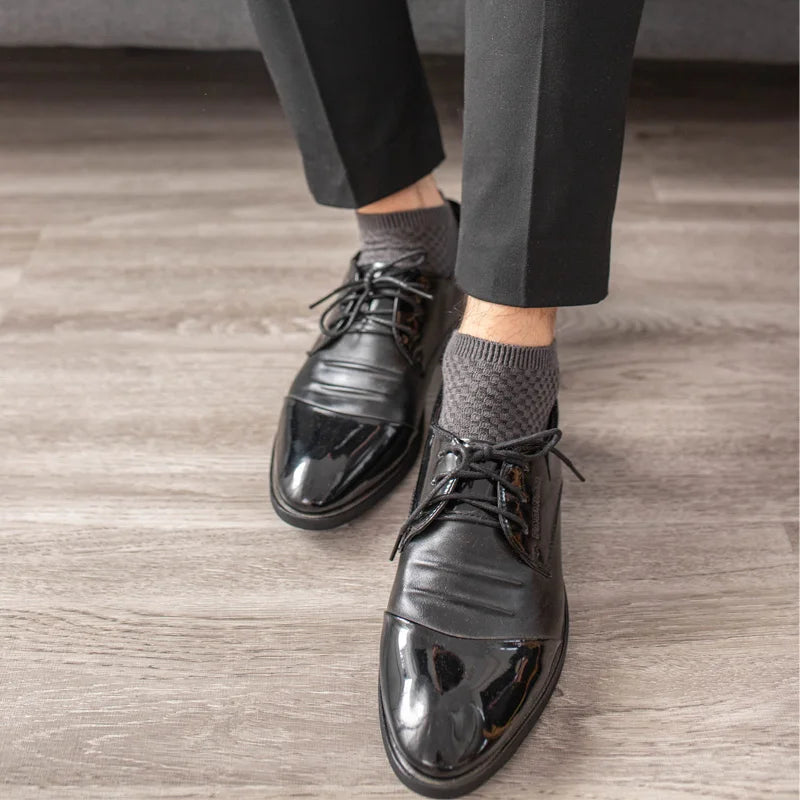 Mens Business Socks - 10 Pairs Black Deodorant Breathable Short Solid Color - ZOOMNSTORE