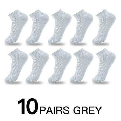 Mens Business Socks - 10 Pairs Black Deodorant Breathable Short Solid Color - ZOOMNSTORE