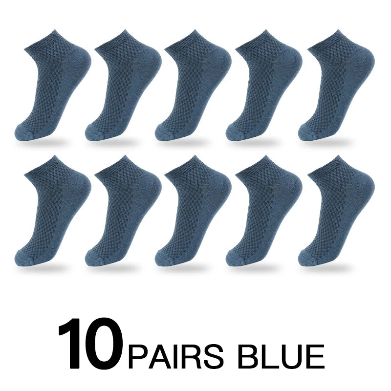 Mens Business Socks - 10 Pairs Black Deodorant Breathable Short Solid Color - ZOOMNSTORE