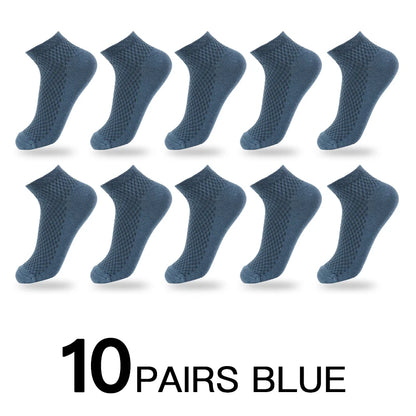 Mens Business Socks - 10 Pairs Black Deodorant Breathable Short Solid Color - ZOOMNSTORE